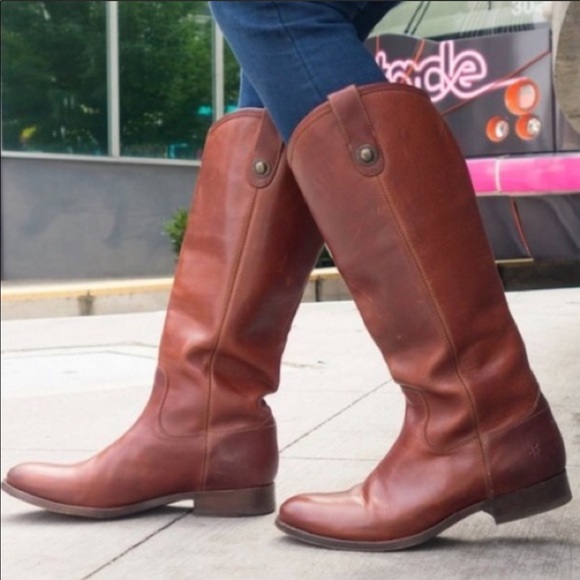 Frye Melissa Button Cognac Brown Tall Riding Boots - Picture 4 of 16